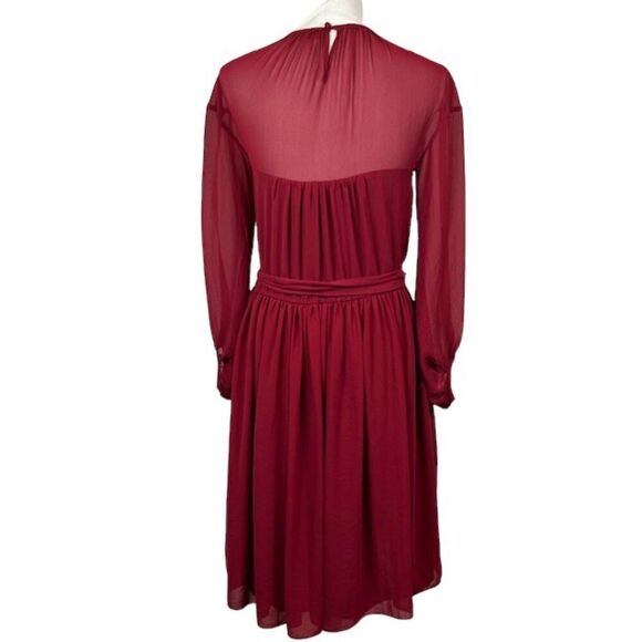 Slate & Willow Rose Illusion Dress Chiffon Lined Elastic Waist Red Womens Size 0 - Picture 6 of 14